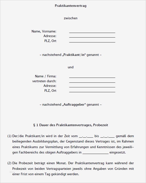 Praktikumsbeurteilung Vorlage Süß Praktikumsvertrag Vorlage Zum Download