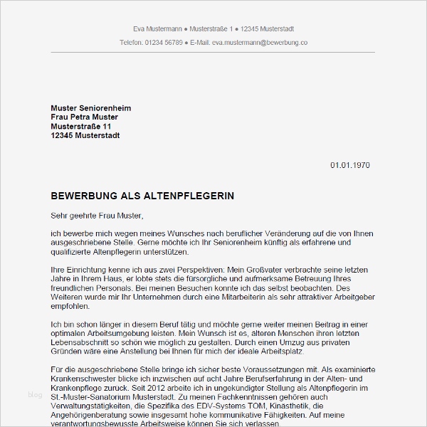 Praxisbericht Altenpflege Vorlage Neu Bewerbung Als Altenpflegerin Altenpfleger Bewerbung