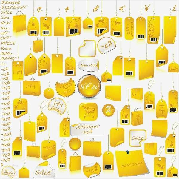 Preisschilder Vorlagen Beste 100个黄色商品标签矢量素材 矢量素材 矢量设计广告素材 脚本分享网