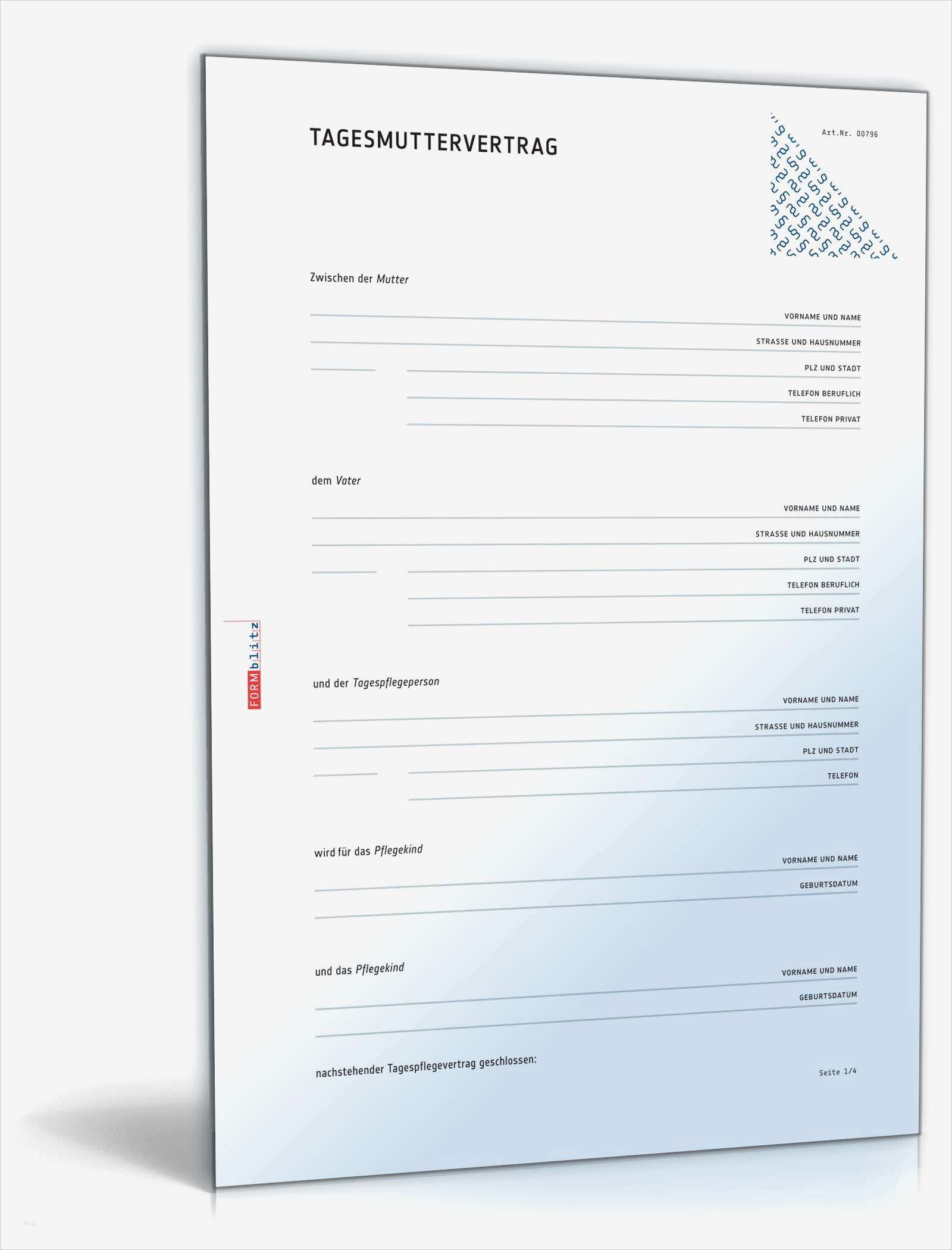 Private Krankenversicherung Kündigen Vorlage Einzigartig Tagesmuttervertrag
