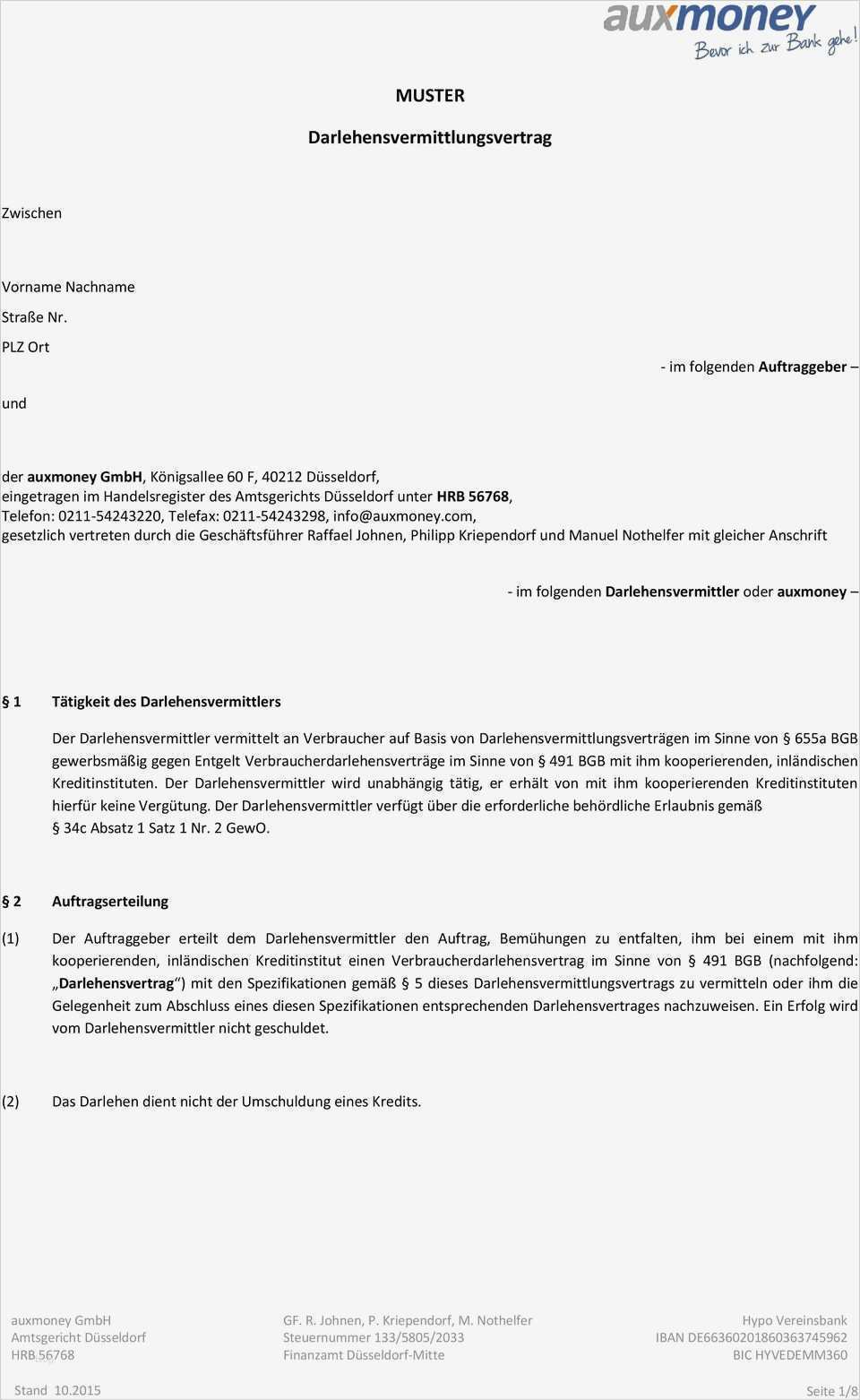 Privatkredit Vorlage Pdf Erstaunlich atemberaubend Kreditverträge Vorlagen Kostenlos