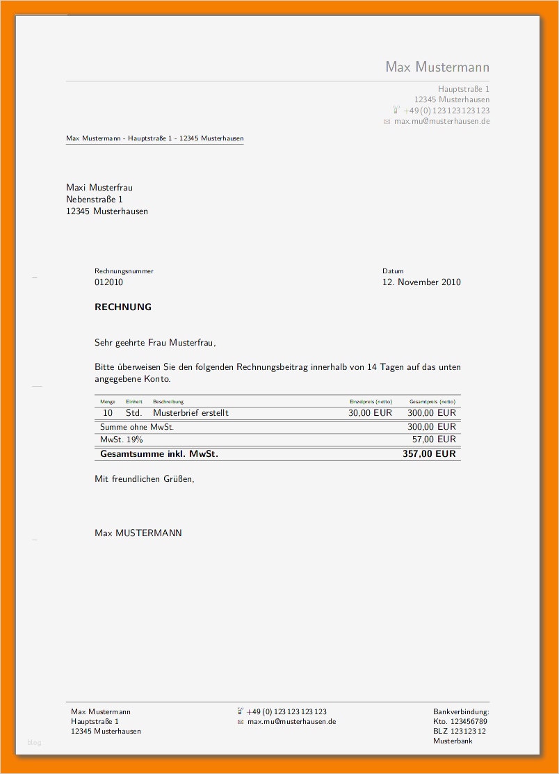 Privatperson Rechnung Vorlage Cool 9 Rechnung Privatperson