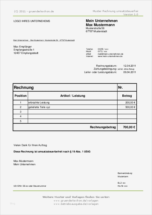 Privatperson Rechnung Vorlage Neu 8 Rechnung Stellen