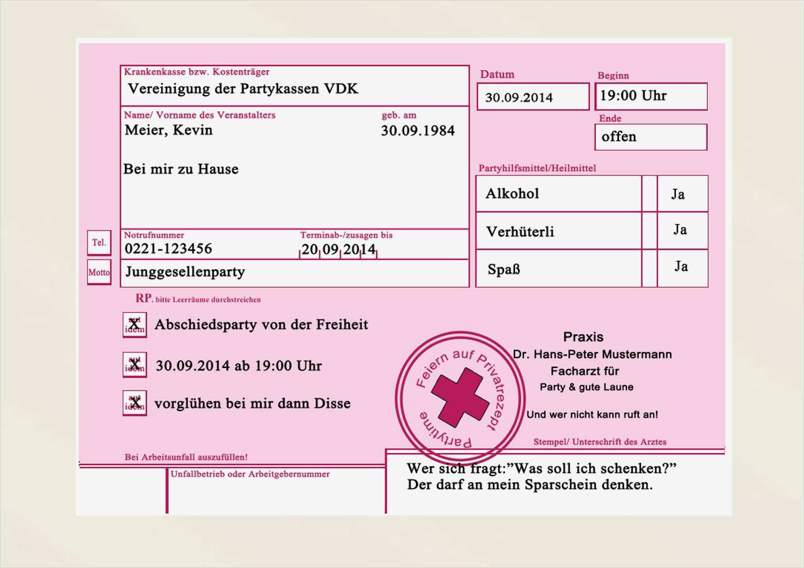 Privatrezept Vorlage Neu Einladungskarten 30 Geburtstag