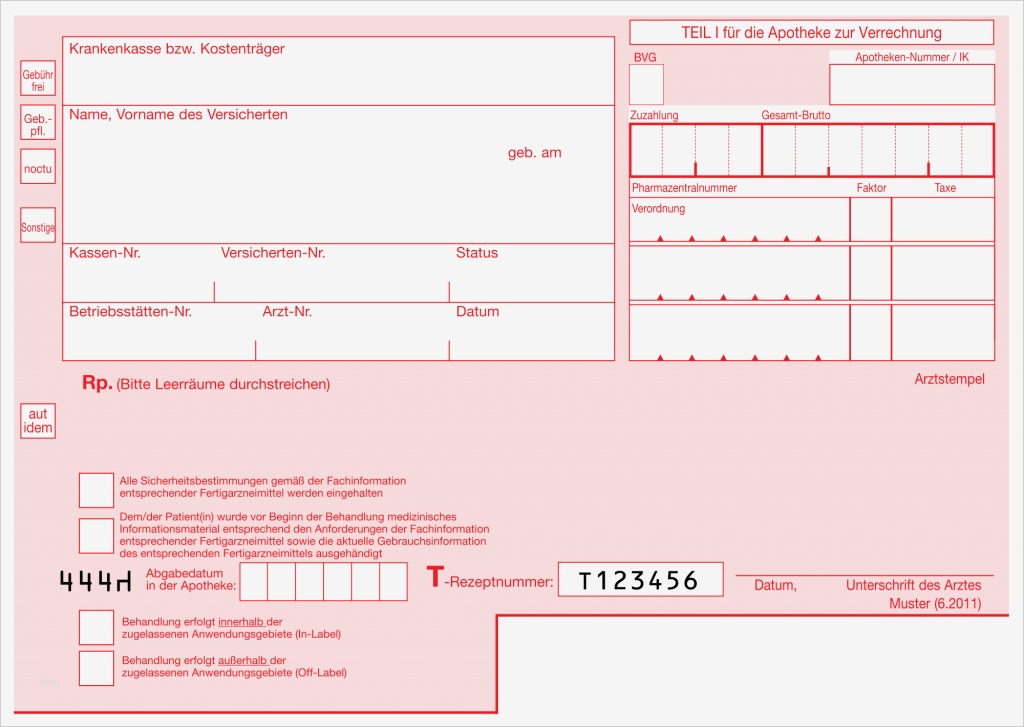 Bild einer Vorlage für ein Privatrezept