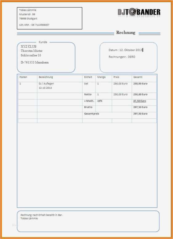 Privatverkauf Rechnung Vorlage Download Fabelhaft 5 Rechnung Dj Vorlage