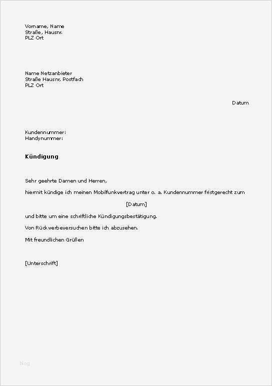Probezeit Kündigung Vorlage Angenehm Handykündigung Ohne Rufnummernportierung