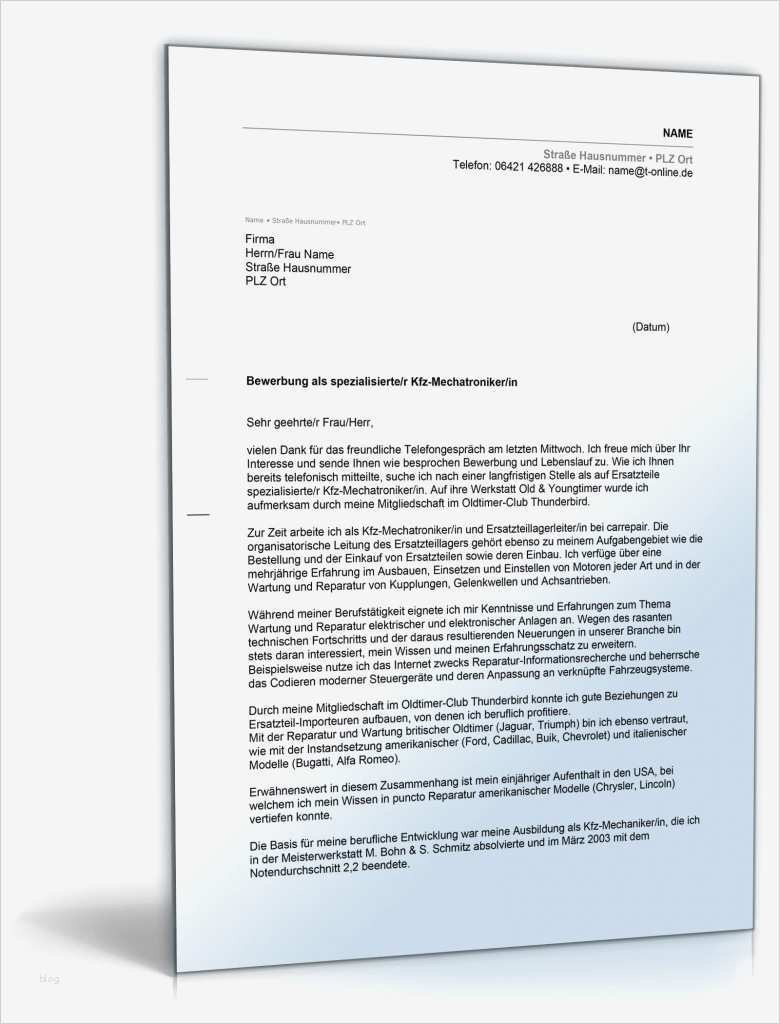 Produktbeschreibung Vorlage Beste Anschreiben Bewerbung Kfz Mechaniker Kfz Mechatroniker