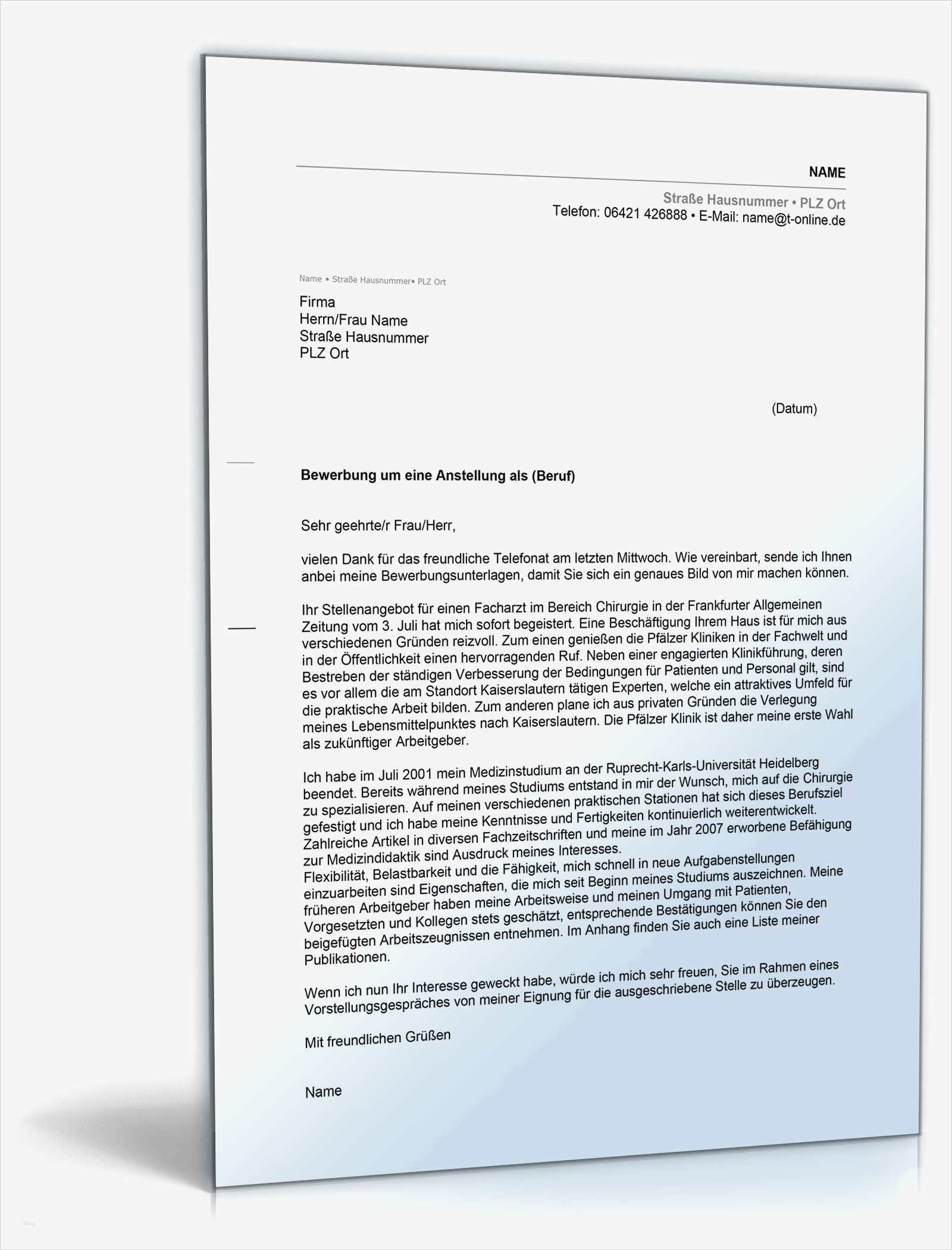 Produktbeschreibung Vorlage Wunderbar Anschreiben Bewerbung Arzt Ärztin