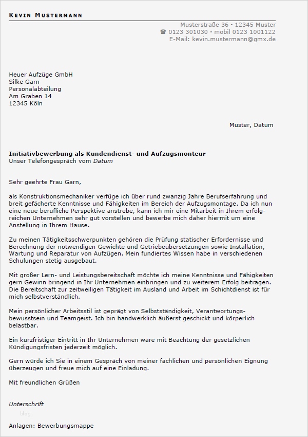 Professionelle Bewerbung Vorlage Großartig Bewerbung Kunden Nst Und Aufzugsmonteur Ungekündigt