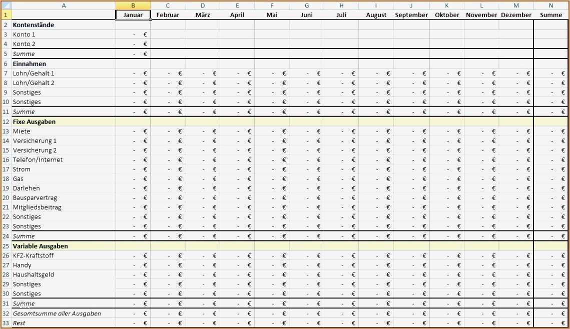 Professionelle Excel Vorlagen Inspiration 15 Excel Vorlage Haushaltsbuch Vorlagen123 Vorlagen123