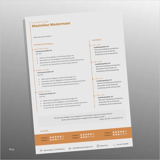 Profi Lebenslauf Vorlage Schön Maximilian orange Zweite Seite top Job Bewerbung
