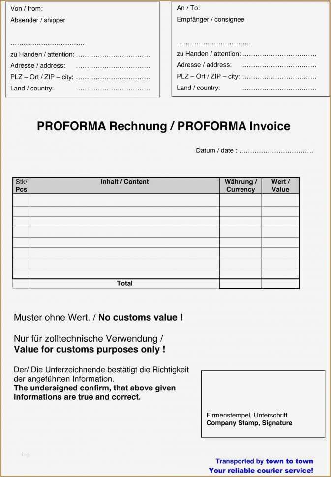 Proforma Invoice Vorlage Erstaunlich 7 Proforma Rechnung Vordruck