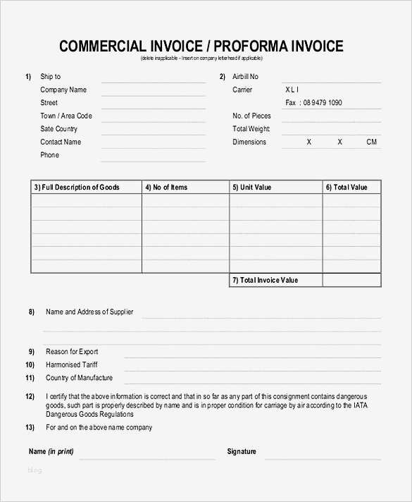 Proforma Invoice Vorlage Erstaunlich Proforma Invoice Template