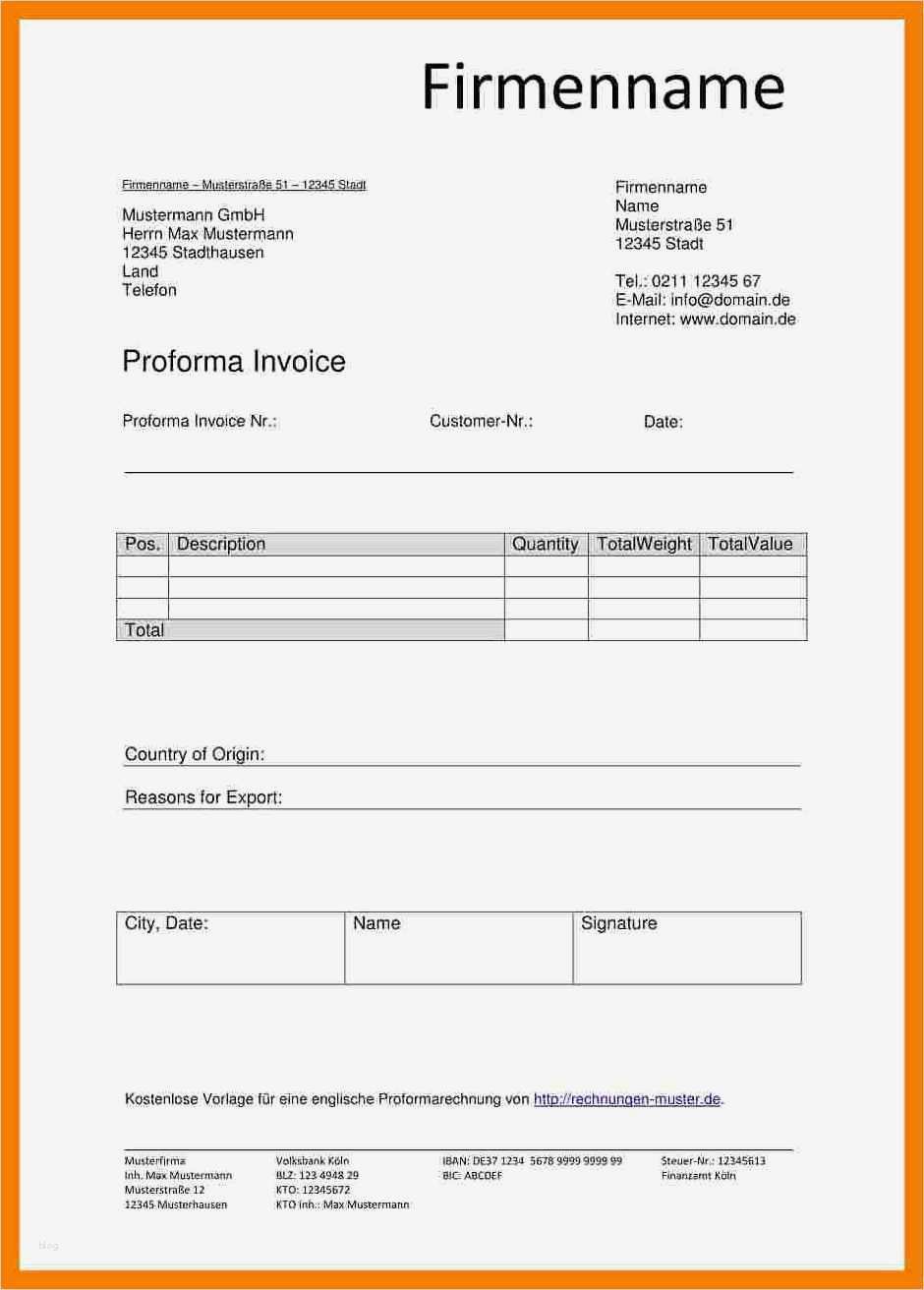Proforma Rechnung Zoll Vorlage Gut 9 Proforma Rechnung Vorlage