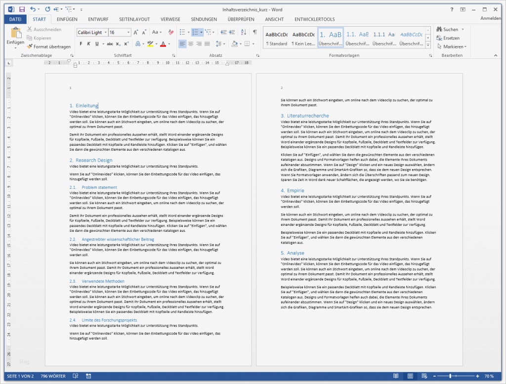 Projektarbeit Vorlage Schule Bewundernswert Word Inhaltsverzeichnis Automatisch Erstellen Kurzanleitung