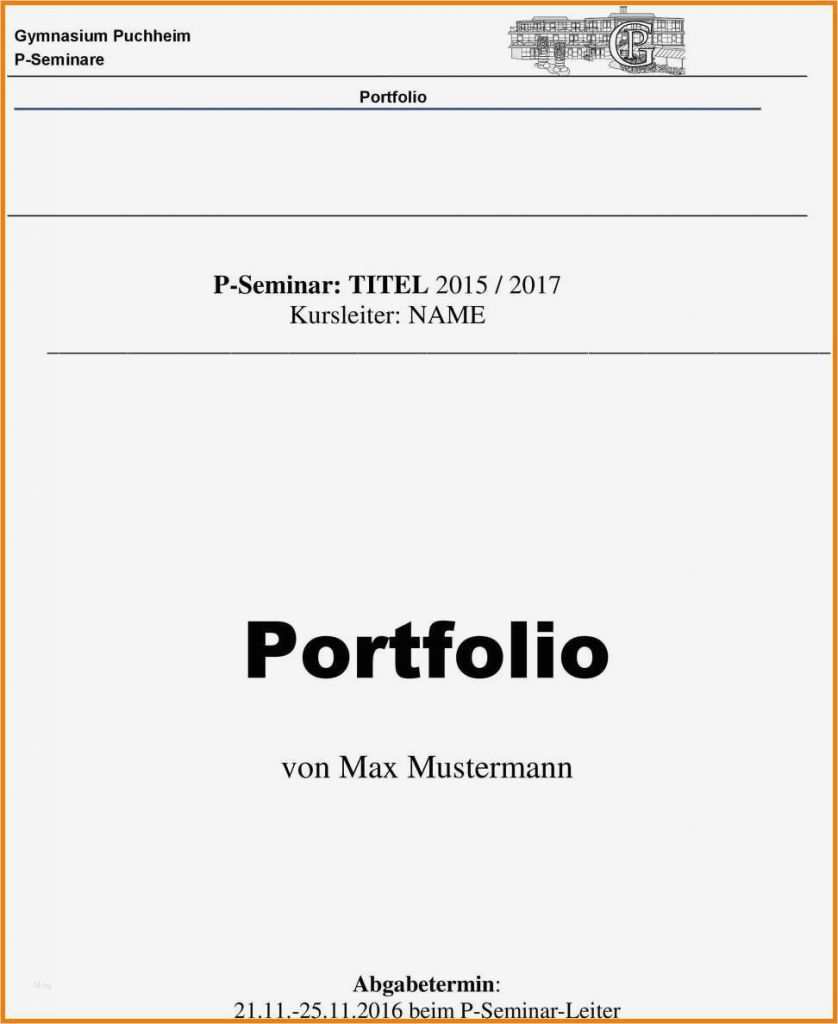 Projektarbeit Vorlage Schule Schönste 5 Deckblatt Eines Portfolios