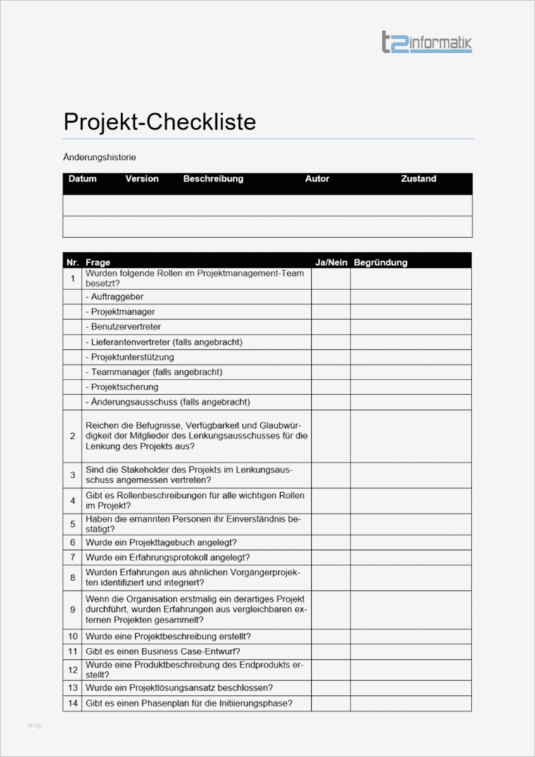 Projektbeschreibung Vorlage Best Of Projekt Checkliste Vorlage – Downloads – T2informatik