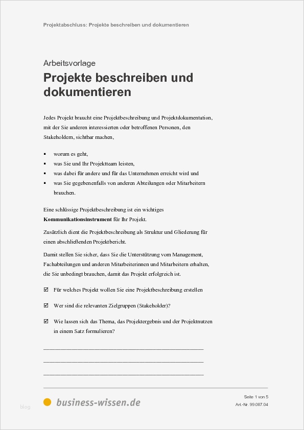 Projektbeschreibung Vorlage Cool Projekte Beschreiben Und Dokumentieren – Vorlage
