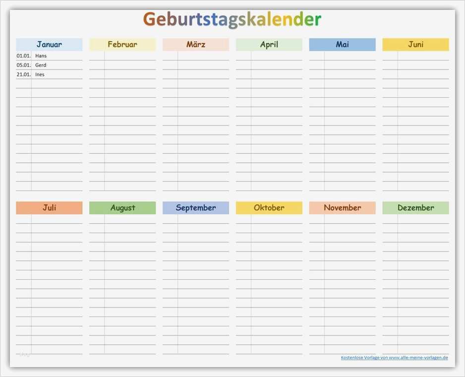 Projektcontrolling Excel Vorlage Kostenlos Fabelhaft Geburtstagskalender Zum Ausdrucken