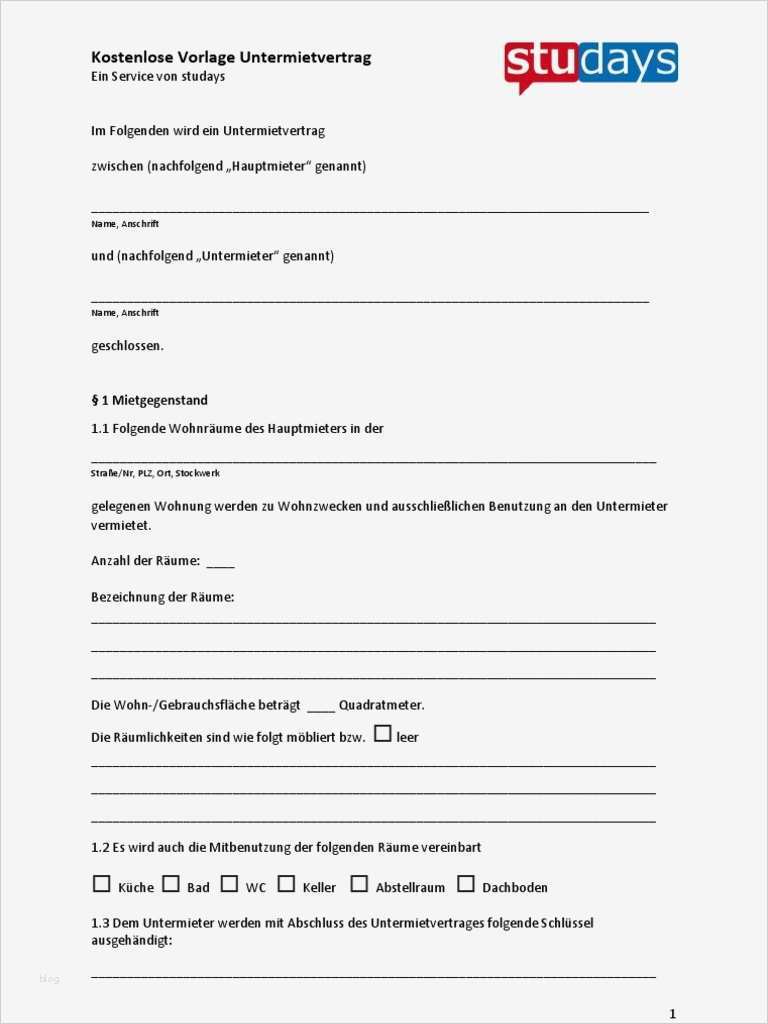Projektdokumentation Vorlage Gut Kostenlose Vorlage Untermietvertrag 227 Kb