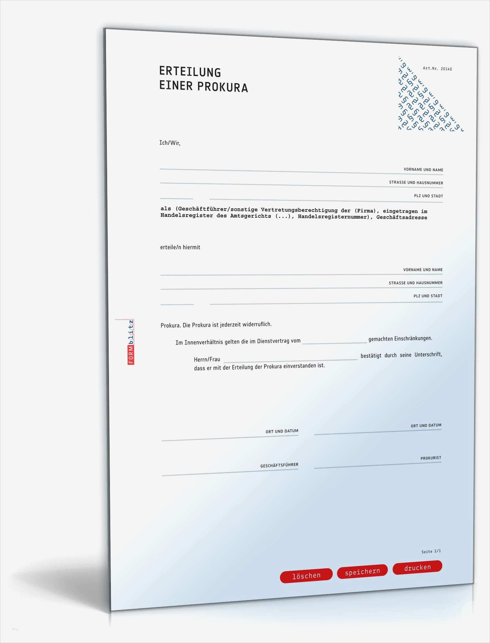 Prokura Erteilen Vorlage Schön Prokura