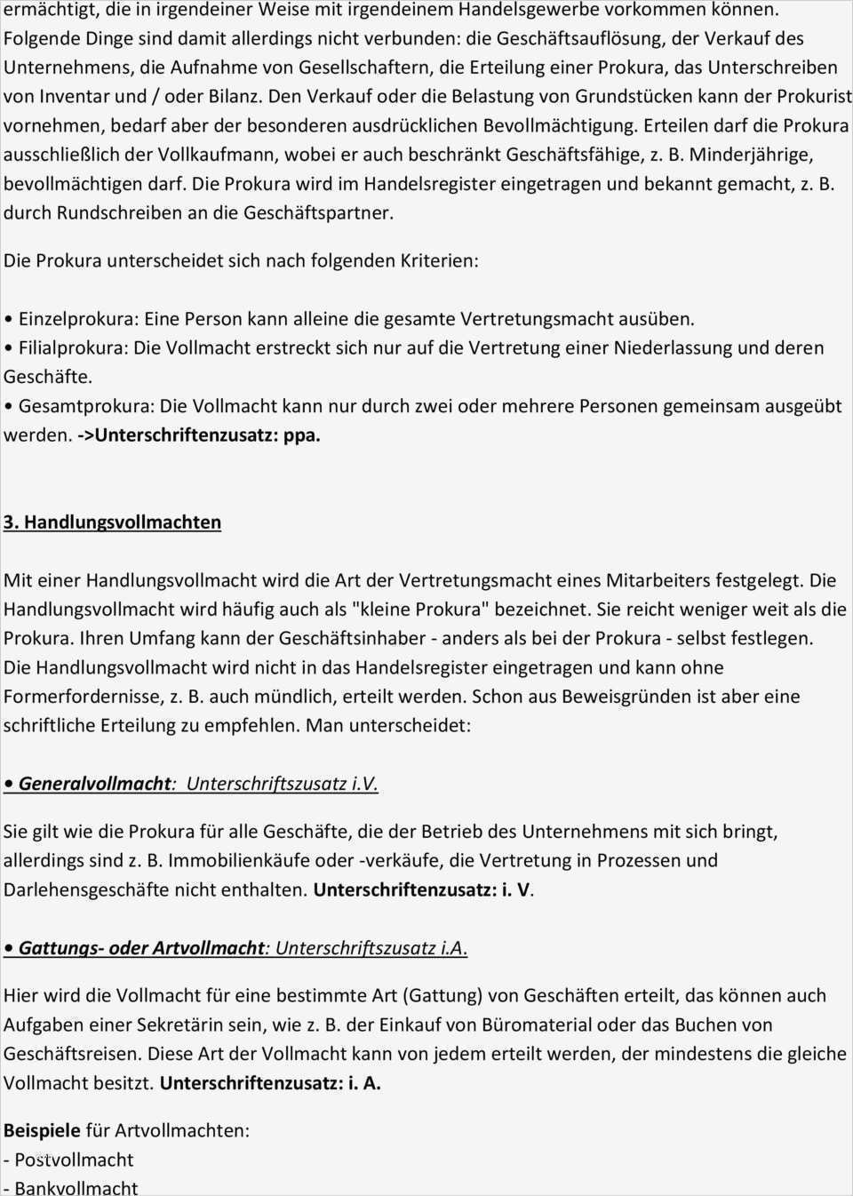 Prokura Erteilen Vorlage Wunderbar Vollmachten Im Geschäftsverkehr I A I V Ppa Sept