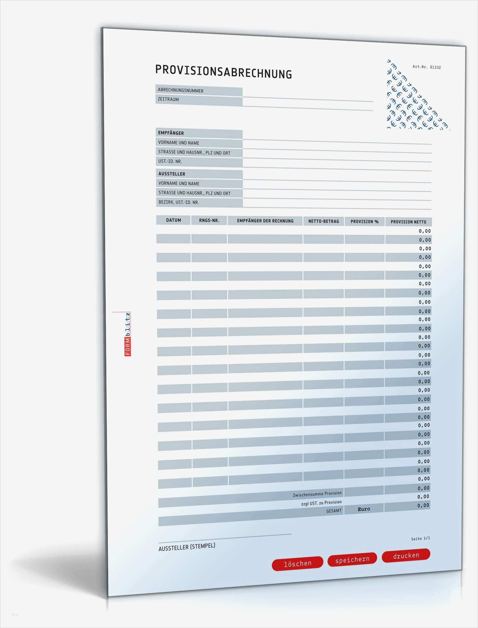 Provisionsabrechnung Excel Vorlage Einzigartig Provisionsabrechnung
