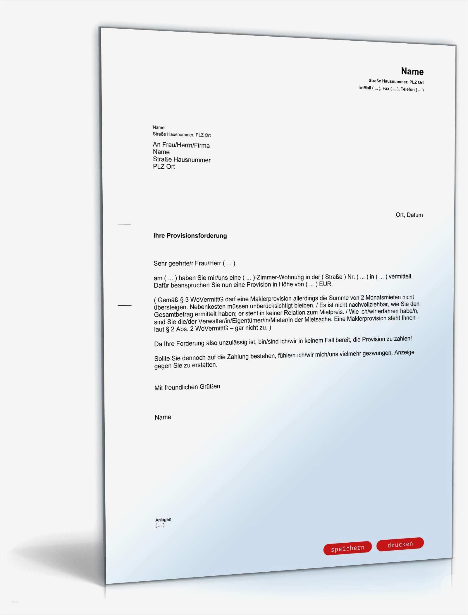 Provisionsabrechnung Vorlage Süß Verweigerung Zahlung Von Maklerprovision