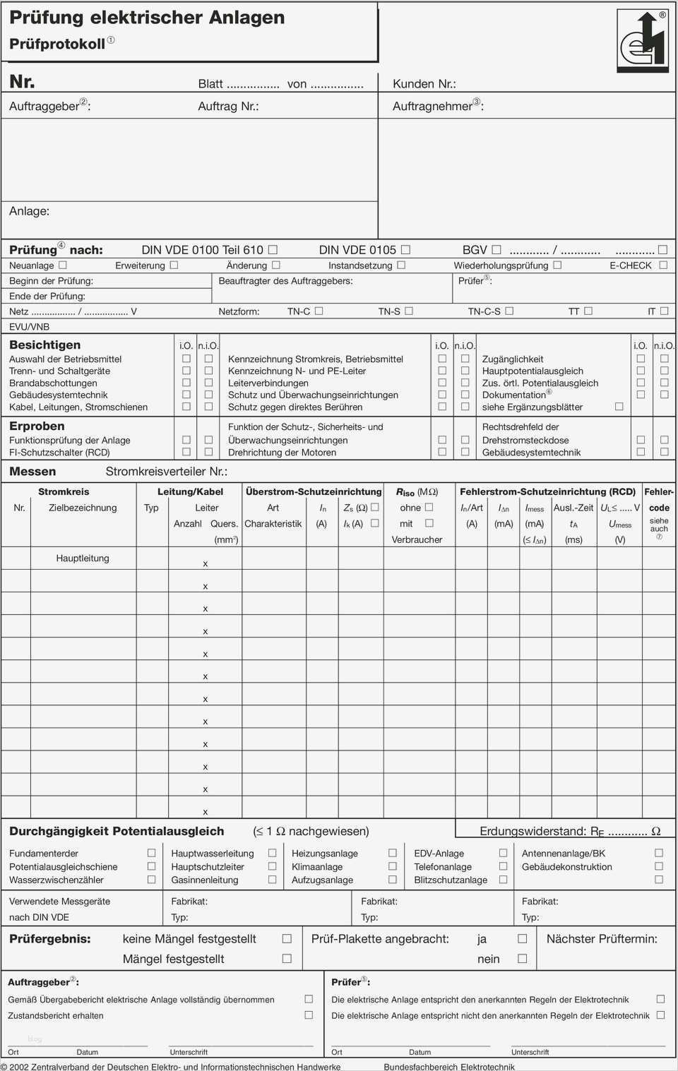 Prüfprotokoll Elektrischer Anlagen Vorlage Einzigartig Richtlinie Zum E Check Für Wiederkehrende Prüfung Von