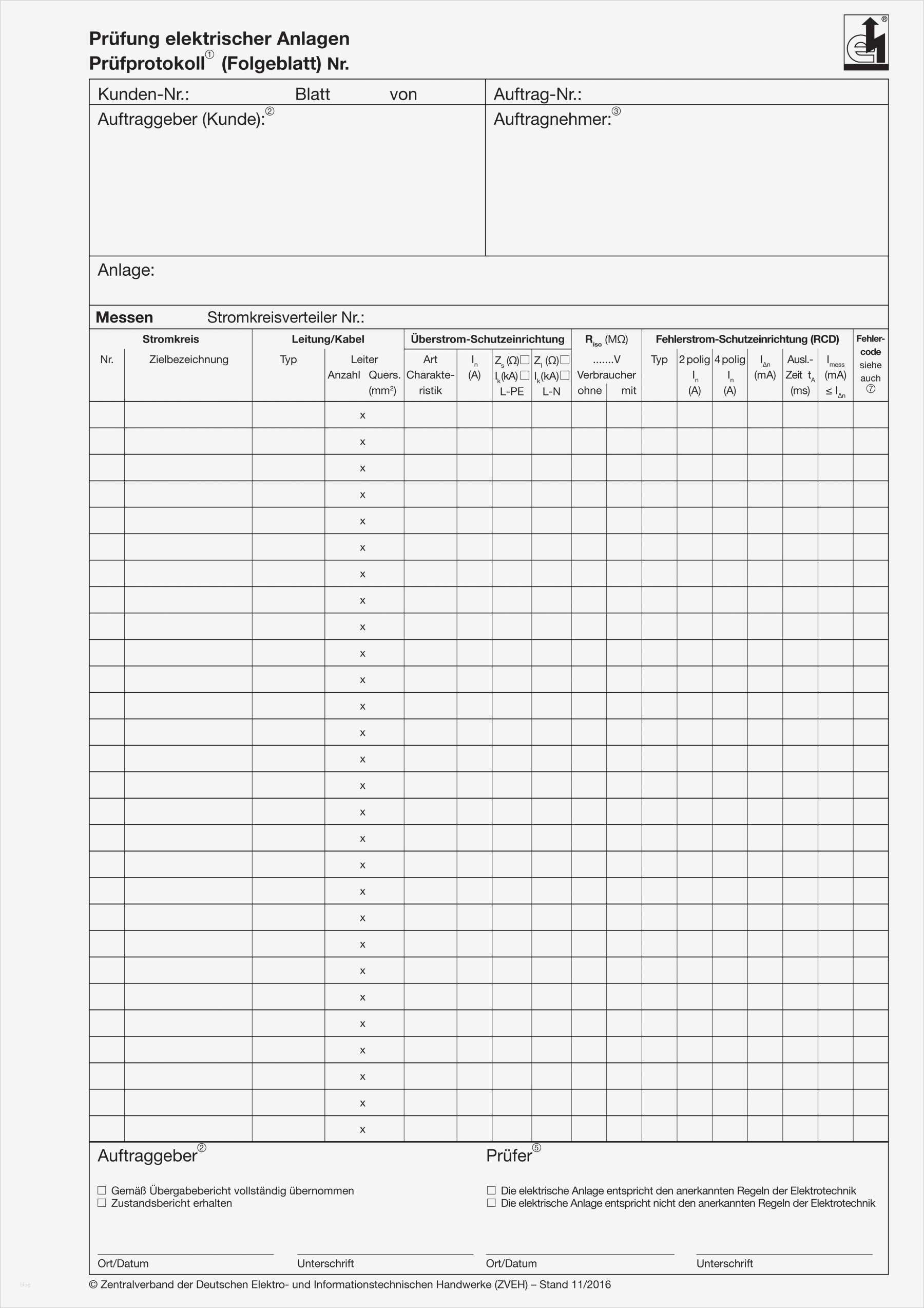 Prüfprotokoll Elektrischer Anlagen Vorlage Hübsch Prüfprotokoll Elektrische Anlagen