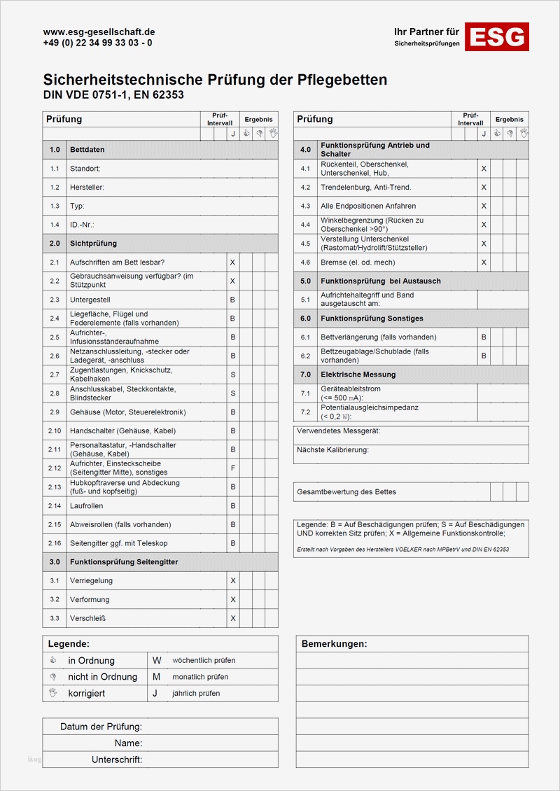 Prüfprotokoll Vorlage Wunderbar Elektrische Prüfung Von Pflegebetten