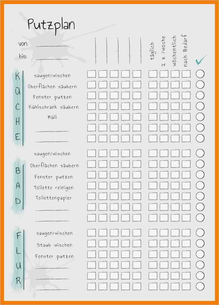 Putzplan Treppenhaus Vorlage Excel Wunderbar 9 Putzplan Haushalt Vorlage