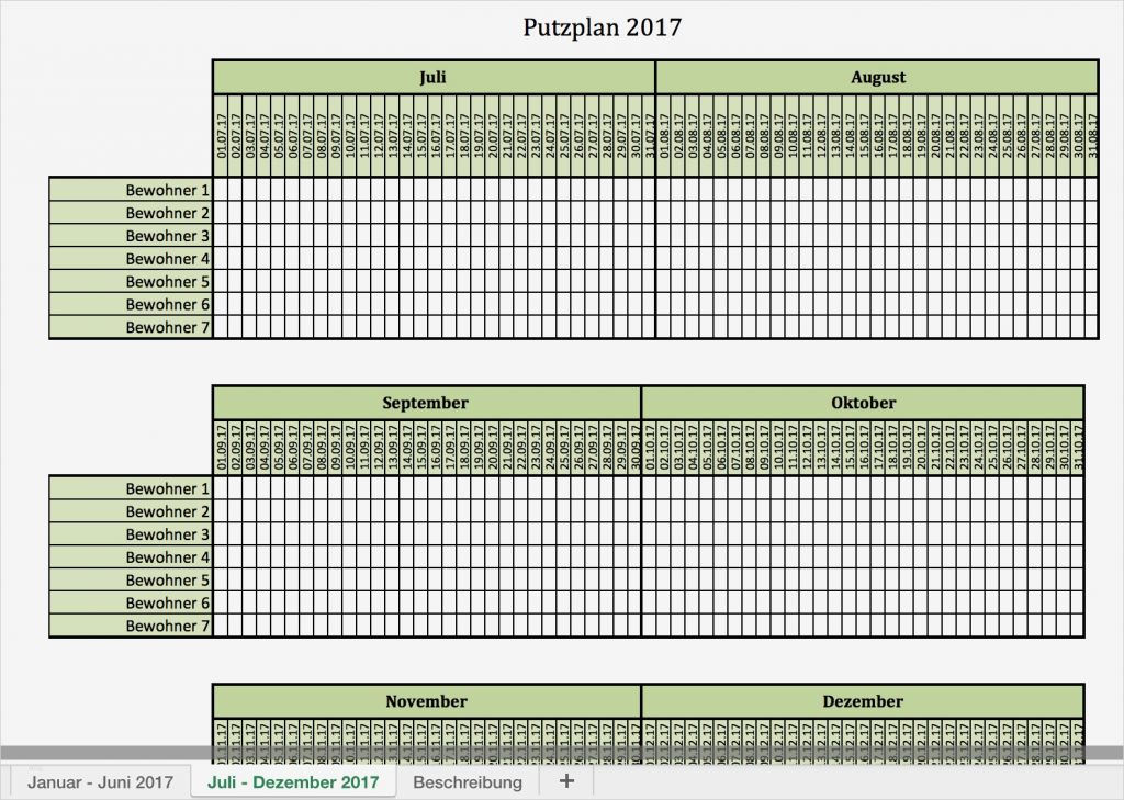 Putzplan Treppenhausreinigung Vorlage Großartig Putzplan Für 2017 Mit Excel Vorlagen Und Pdf