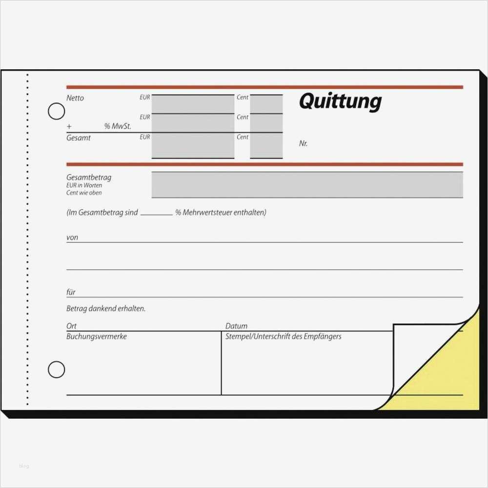 Quittung Ohne Mehrwertsteuer Vorlage Süß formular Quittung Selbstdurchschreibend