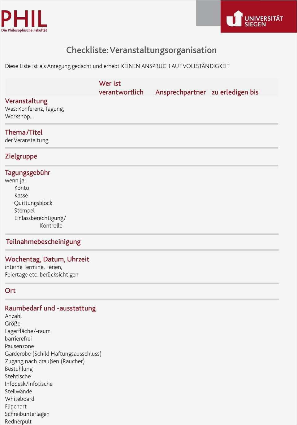 Quittungsblock Vorlage Wunderbar Checkliste Veranstaltungsorganisation Pdf