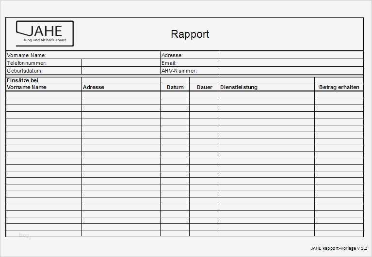Rapportzettel Vorlage Excel Hübsch Rapportblatt