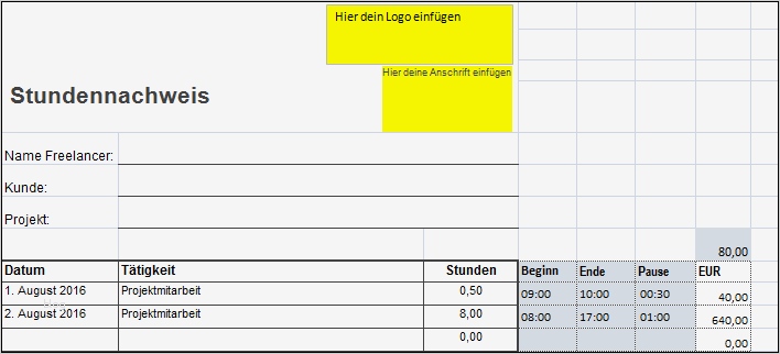 Rapportzettel Vorlage Excel Wunderbar Kostenlos Einfacher Stundenzettel Excel