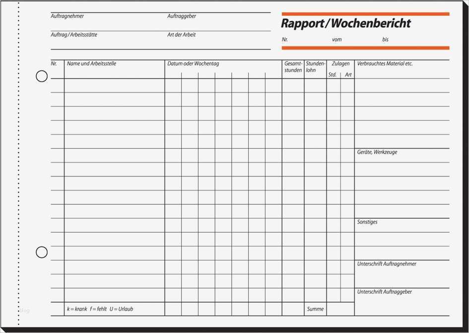 Rapportzettel Vorlage Handwerk Luxus Sigel formularbuch ´rapport Wochenbericht´ A5 Quer ...