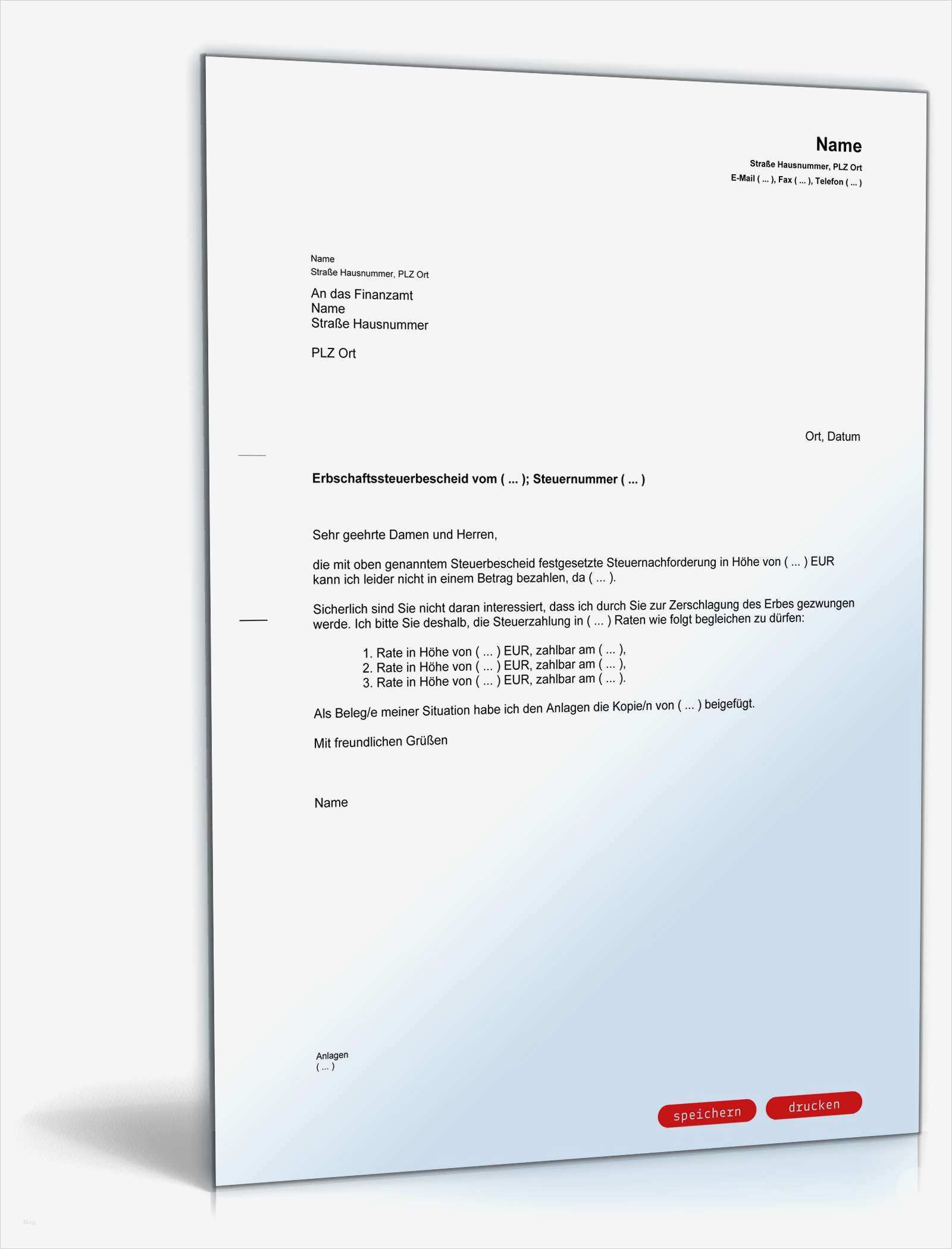 Ratenzahlung Vorlage Großartig Antrag Ratenzahlung Erbschaftssteuer