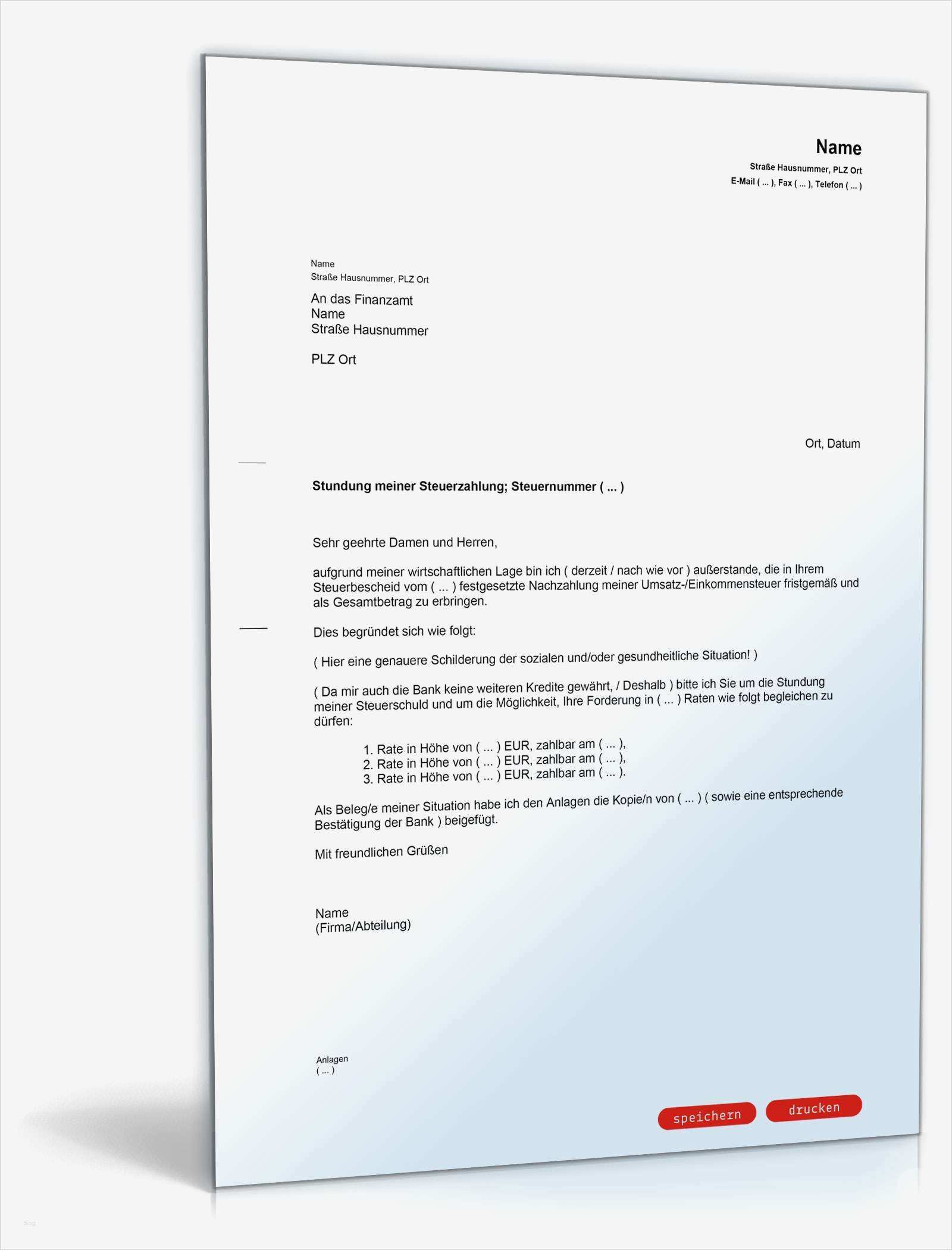 Ratenzahlung Vorlage Gut Bitte Um Ratenzahlung Der Steuerschuld Muster Vorlage