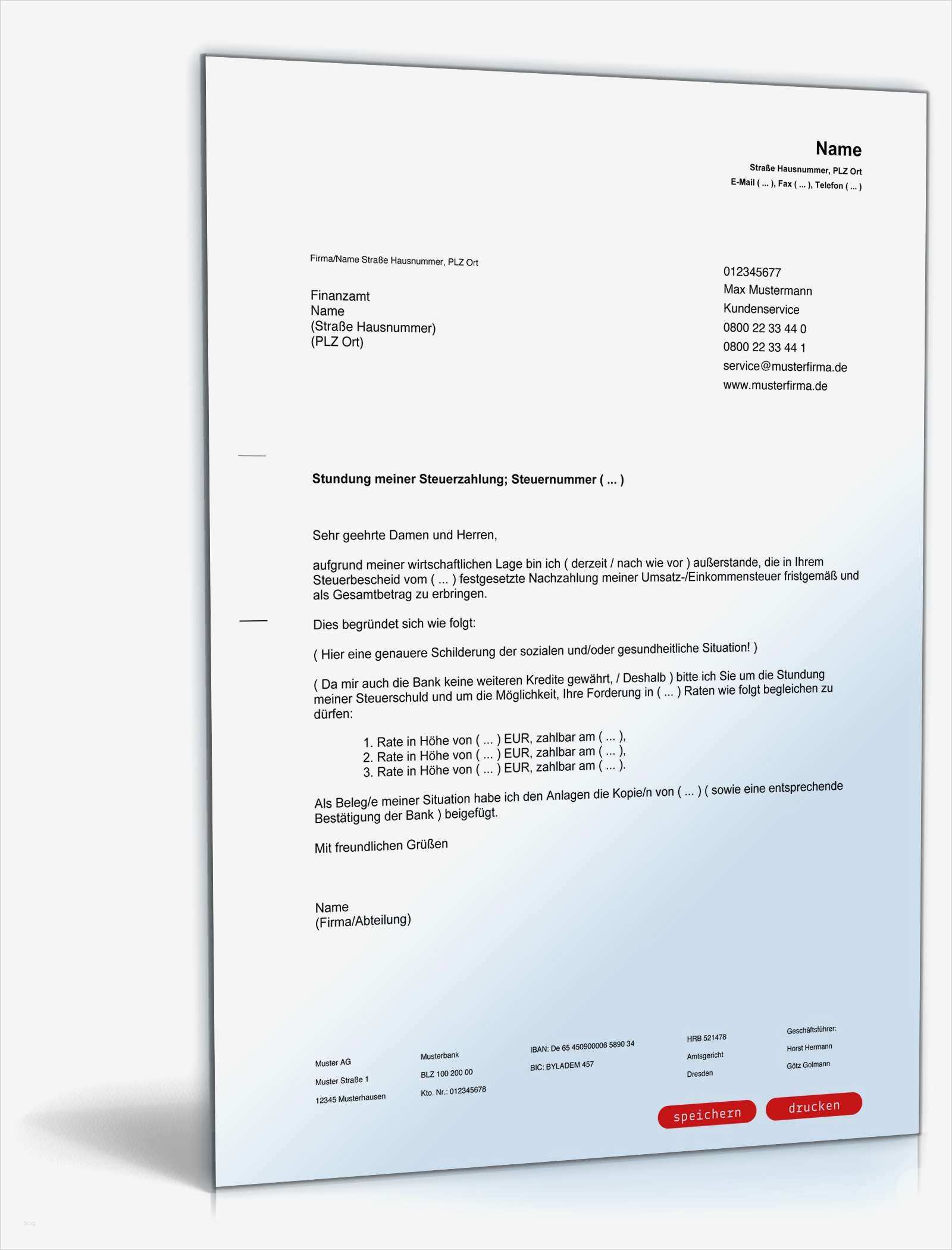 Ratenzahlungsvereinbarung Vorlage Elegant Antrag Auf Stundung Der Steuerschuld