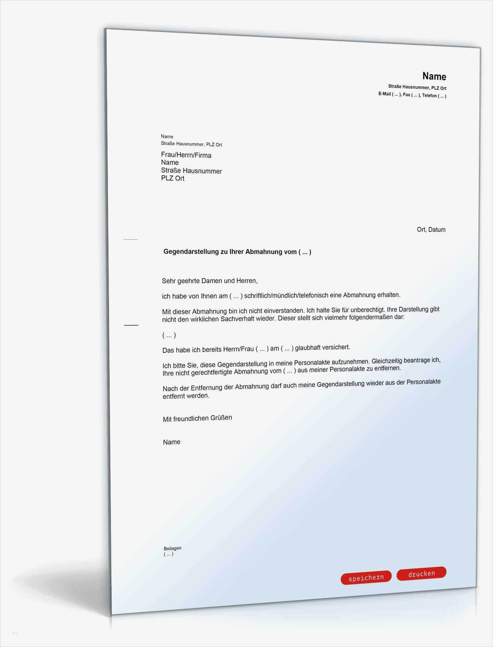 Ratenzahlungsvereinbarung Vorlage Erstaunlich Gegendarstellung Zur Abmahnung Muster Vorlage Zum Download