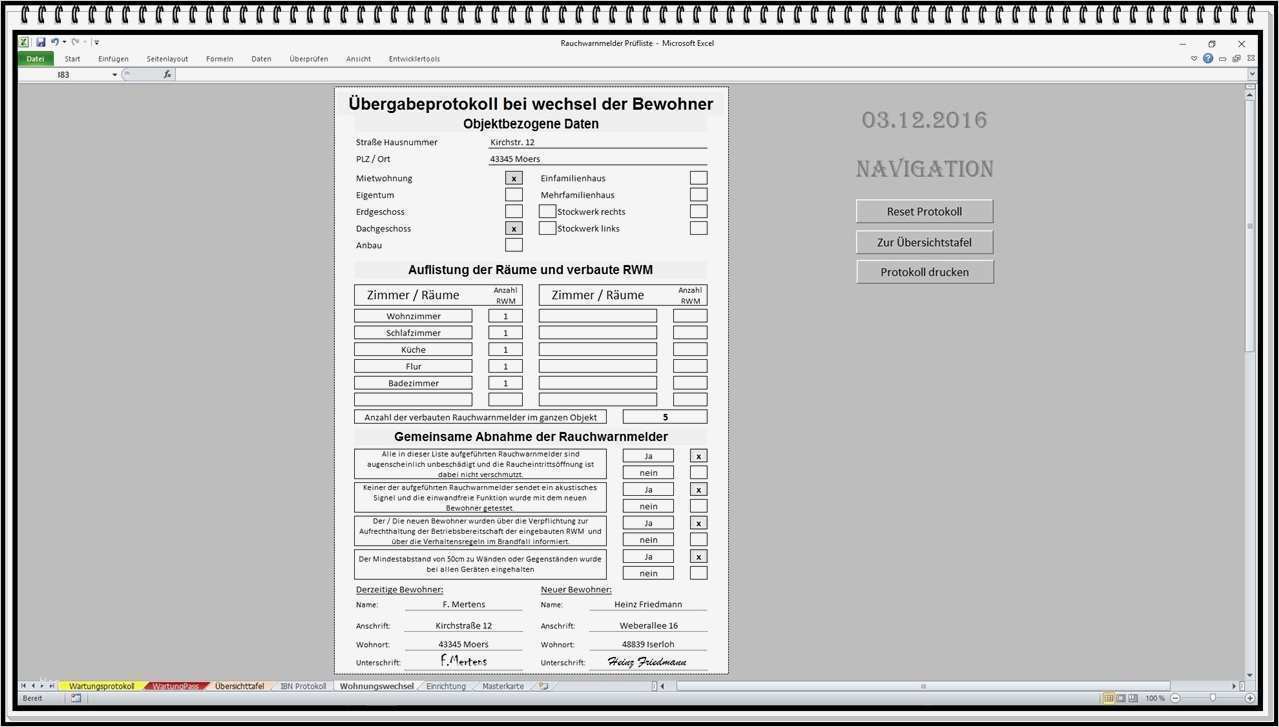 Rauchmelder Protokoll Vorlage Wunderbar Wunderbar Inspektionsblatt Vorlage Excel Bilder Entry