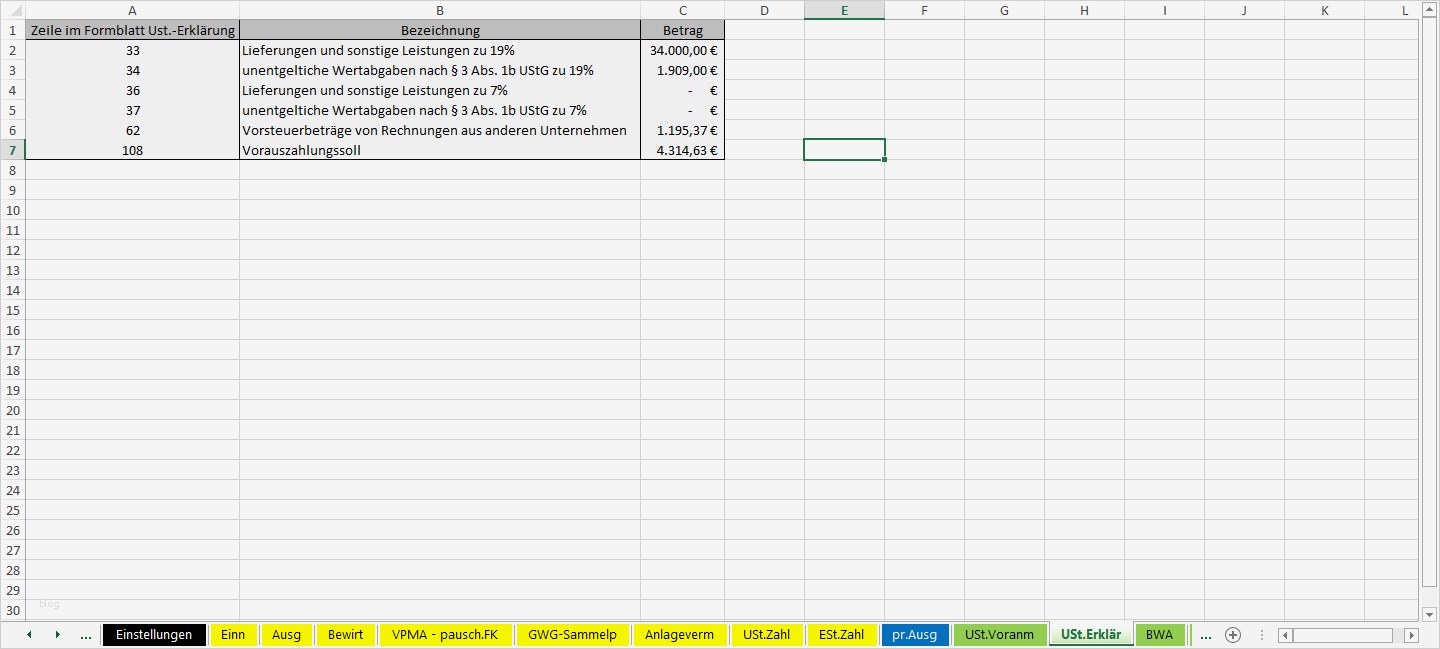 Reach Erklärung Vorlage Wunderbar Excel Vorlage EÜr 2016 Pierre Tunger