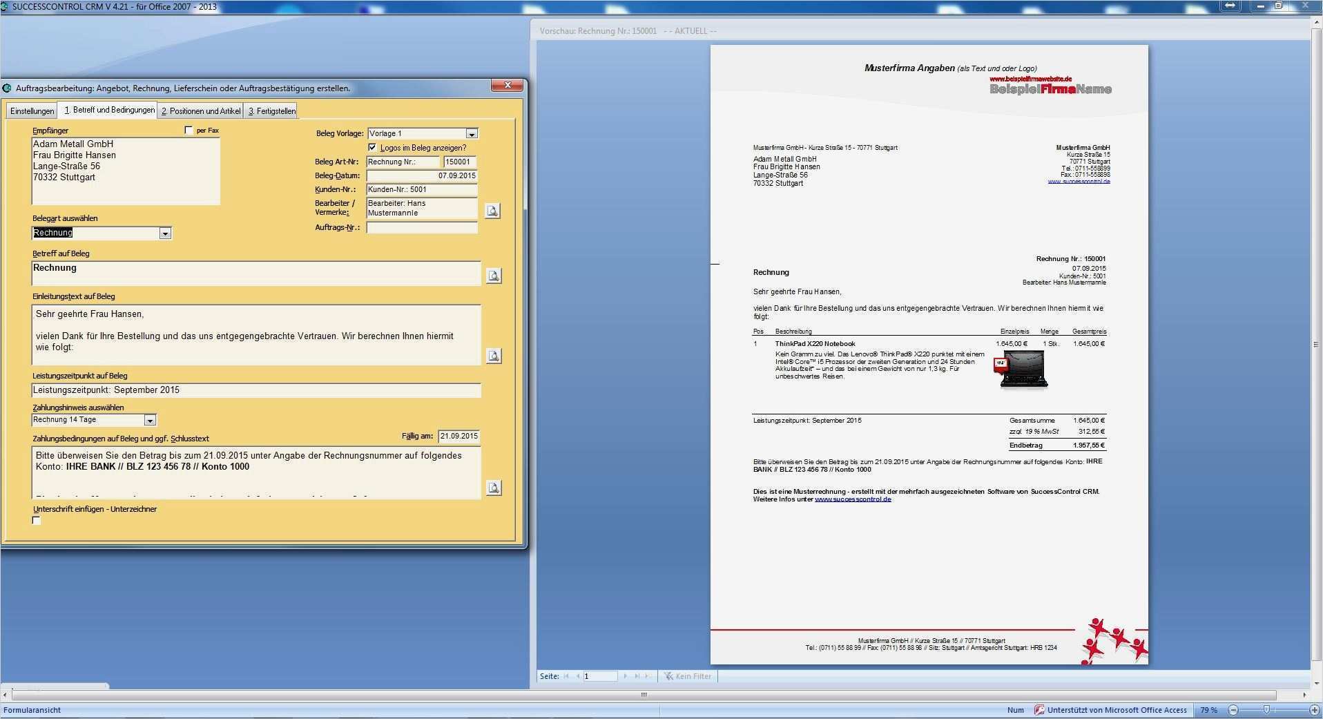 Rechnung Erstellen Vorlage Wunderbar Rechnungen Schreiben In Ms Fice Einfach & Schnellcrm