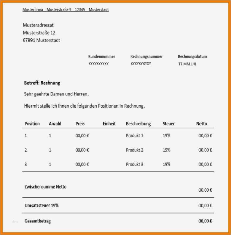 Rechnung Erstellen Word Vorlage Süß 20 Word Vorlage Rechnung