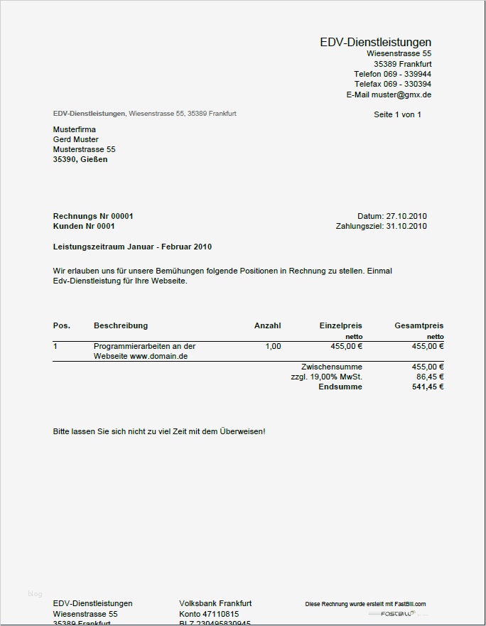 Rechnung Freelancer Vorlage Gut 14 Vorlage Rechnung Schreiben