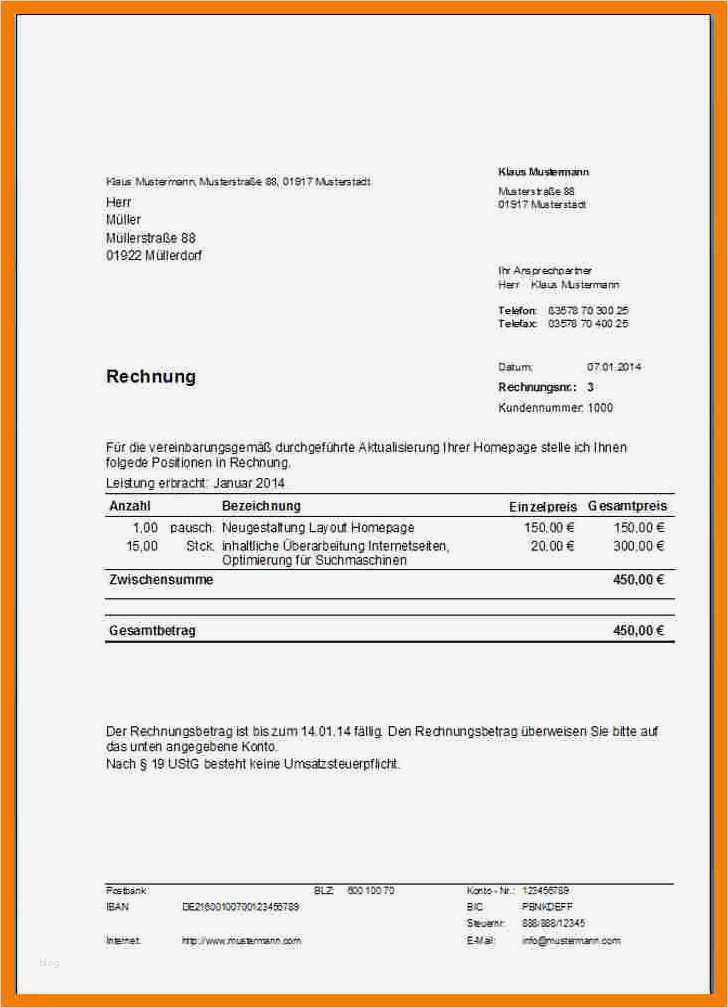 Rechnung Freiberufler Vorlage Luxus 9 Rechnung Skonto