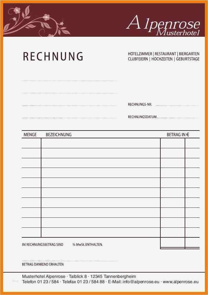 Rechnung Hotel Vorlage Fabelhaft 9 Restaurant Rechnung Muster